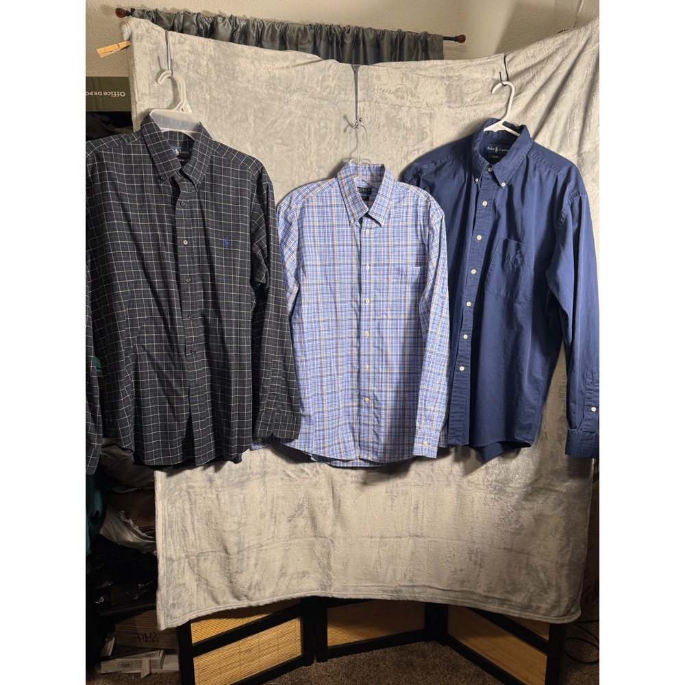Ralph Lauren Men's Long Sleeve‎ Button Down Shirts bundle of 3 men's size large